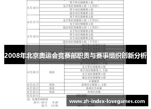 2008年北京奥运会竞赛部职责与赛事组织创新分析